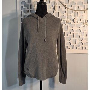 Lauren Ralph Lauren Gray Waffle Knit Hooded Pullover Sweater Sz L Cotton